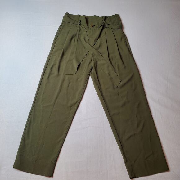 Madewell Women's Size 2 NWT Drapey Paperbag Pants Belted Foliage Green - Picture 4 of 9